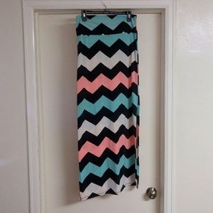 Rue 21 Multi Colored Chevron Maxi Skirt